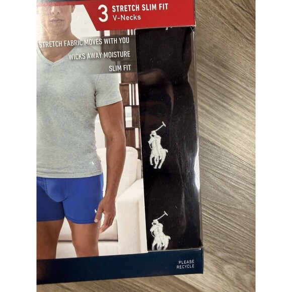 3 Pack Polo Ralph Lauren Classic Fit VNeck Shirt BLACK Size Men’s Med New In Box - Picture 4 of 5
